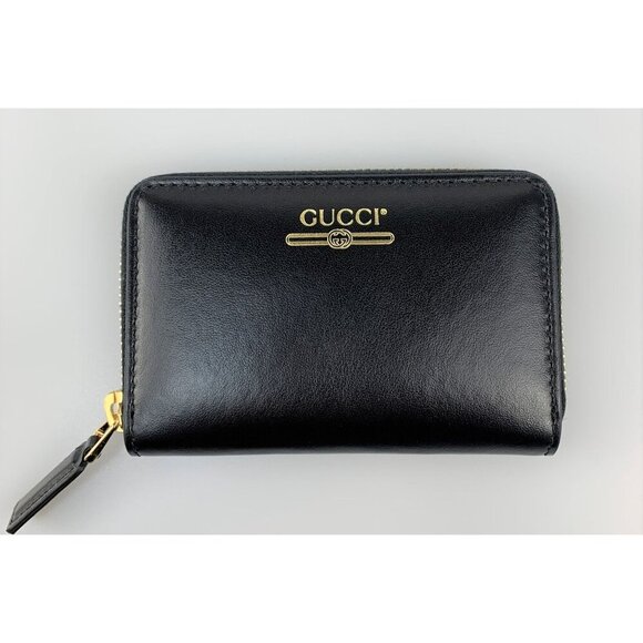 NIB Gucci zip card case wallet with gucci logo in black - Picture 4 of 10